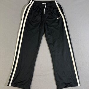 Vintage Nike Kids‎ XL (18-20) Black Mesh Basketball Pants Athletic White Stripe